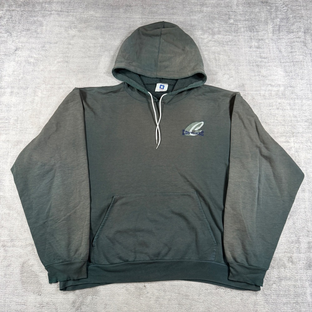 Converse Sweatshirt Mens XL Green Vintage Faded Embroidered Logo Distressed